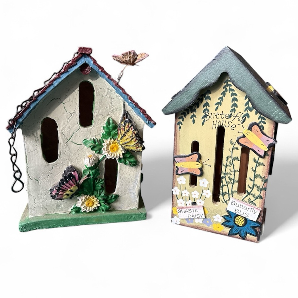 TWO Butterfly Inn House Hanging Garden Decoration Decor